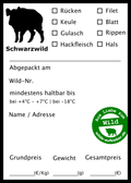 Schwarzwild-Wildbret-Aufkleber 25 Stück