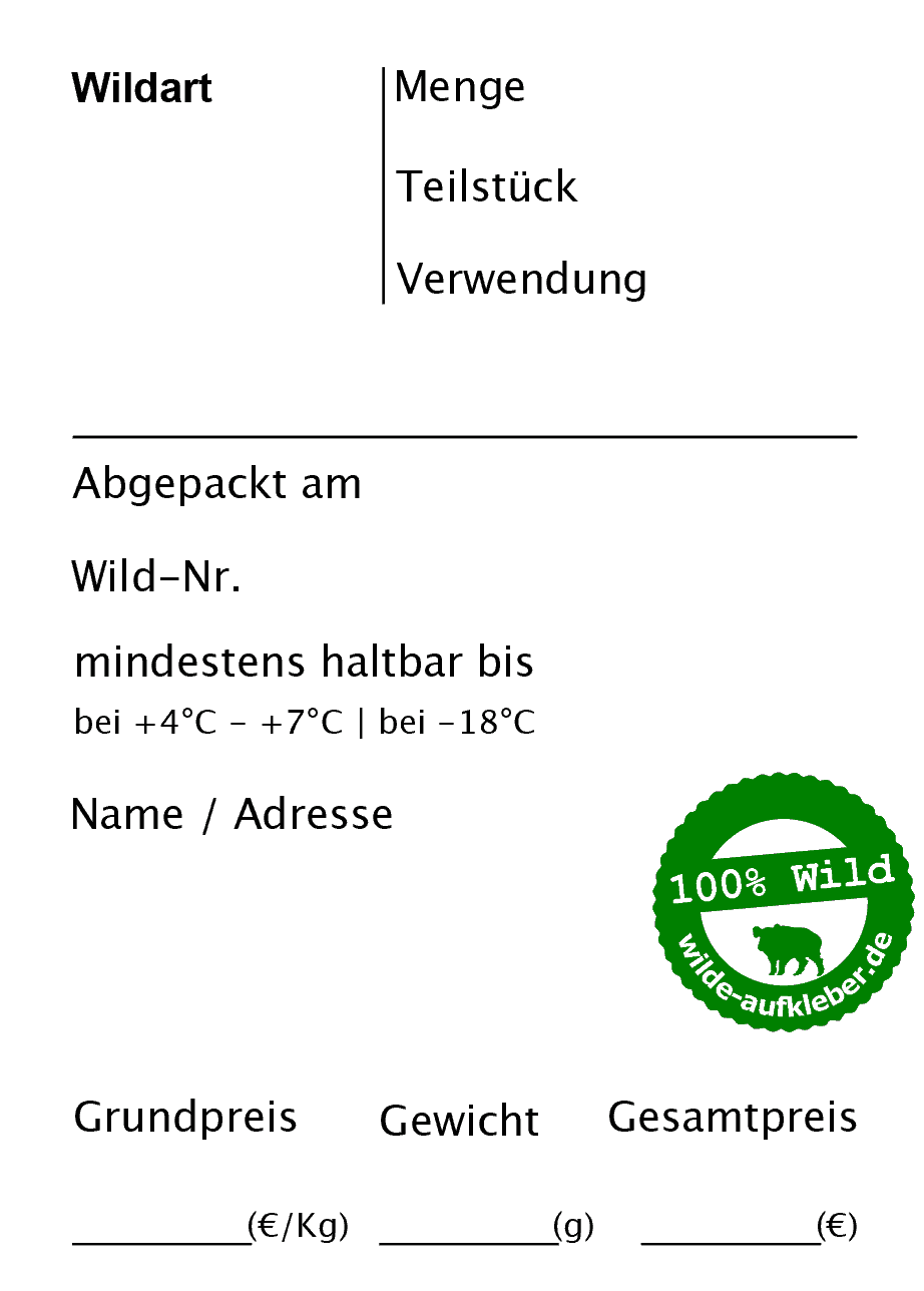 Universal-Wildbret-Aufkleber 25 Stück